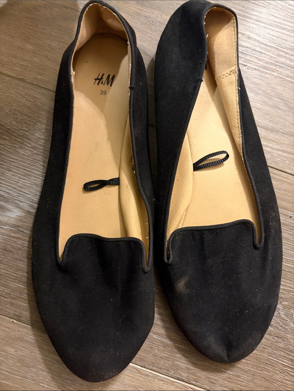 H&M Black Suede-Look Women's Slip-On Loafers w39